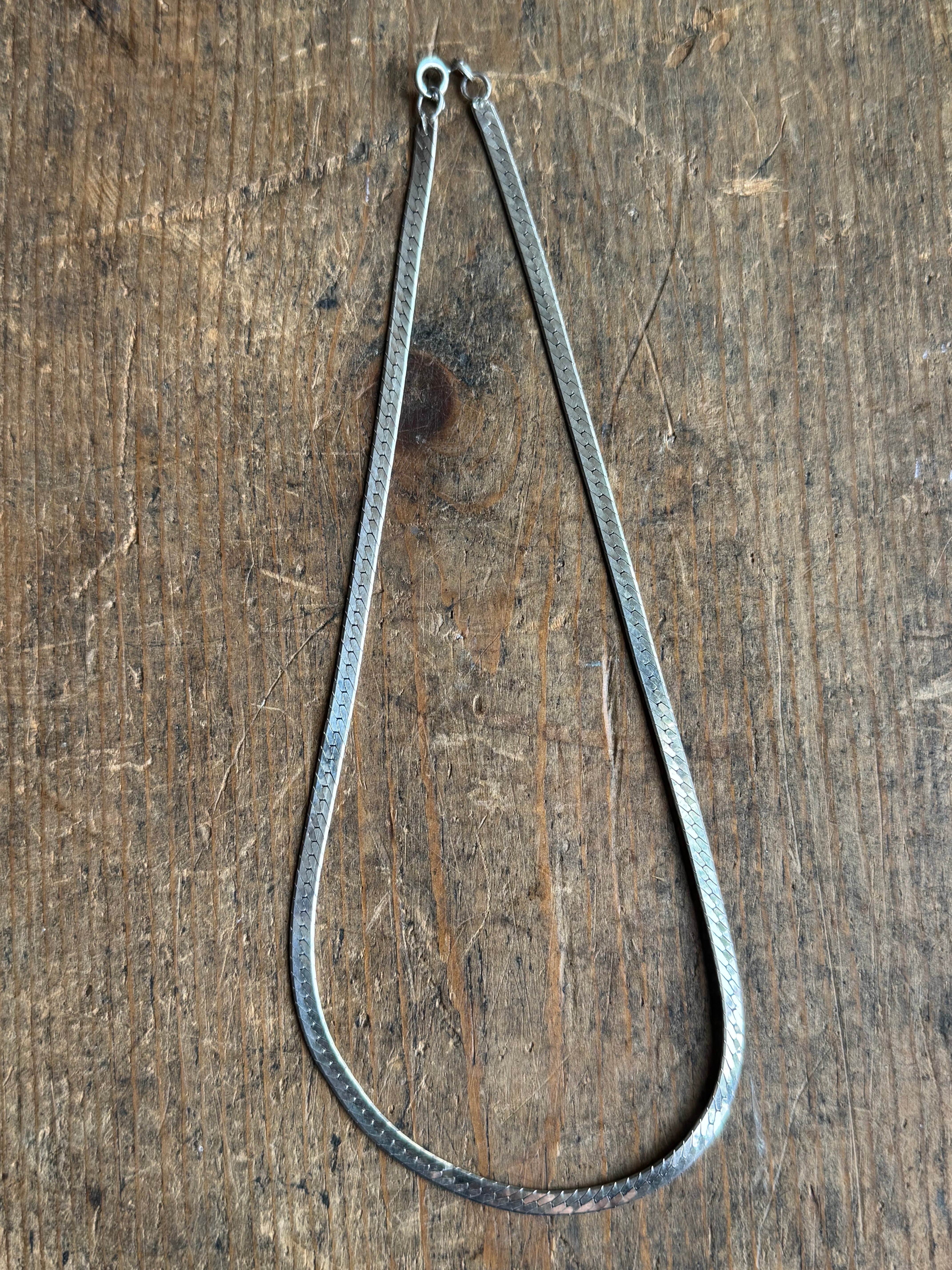 Vintage Sterling Silver 15” Herringbone Chain