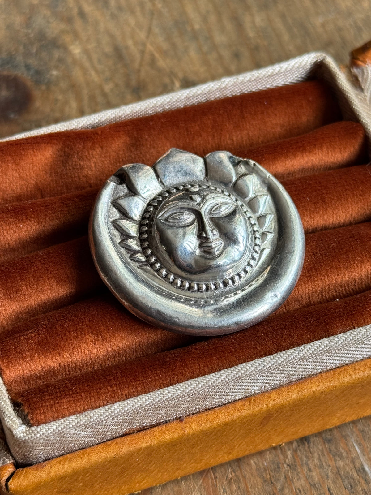 Vintage Sterling Silver Moon Goddess Pin