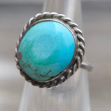 Vintage Sterling Turquoise Roper Ring 4