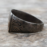 Vintage Sterling and Gold Manila Signet Ring 11.25