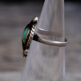 Vintage Sterling Turquoise Feather Ring 3.5