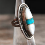 Vintage Sterling Multistone Inlay Ring 5.25