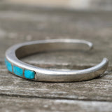 Vintage Sterling Turquoise Inlay Cuff