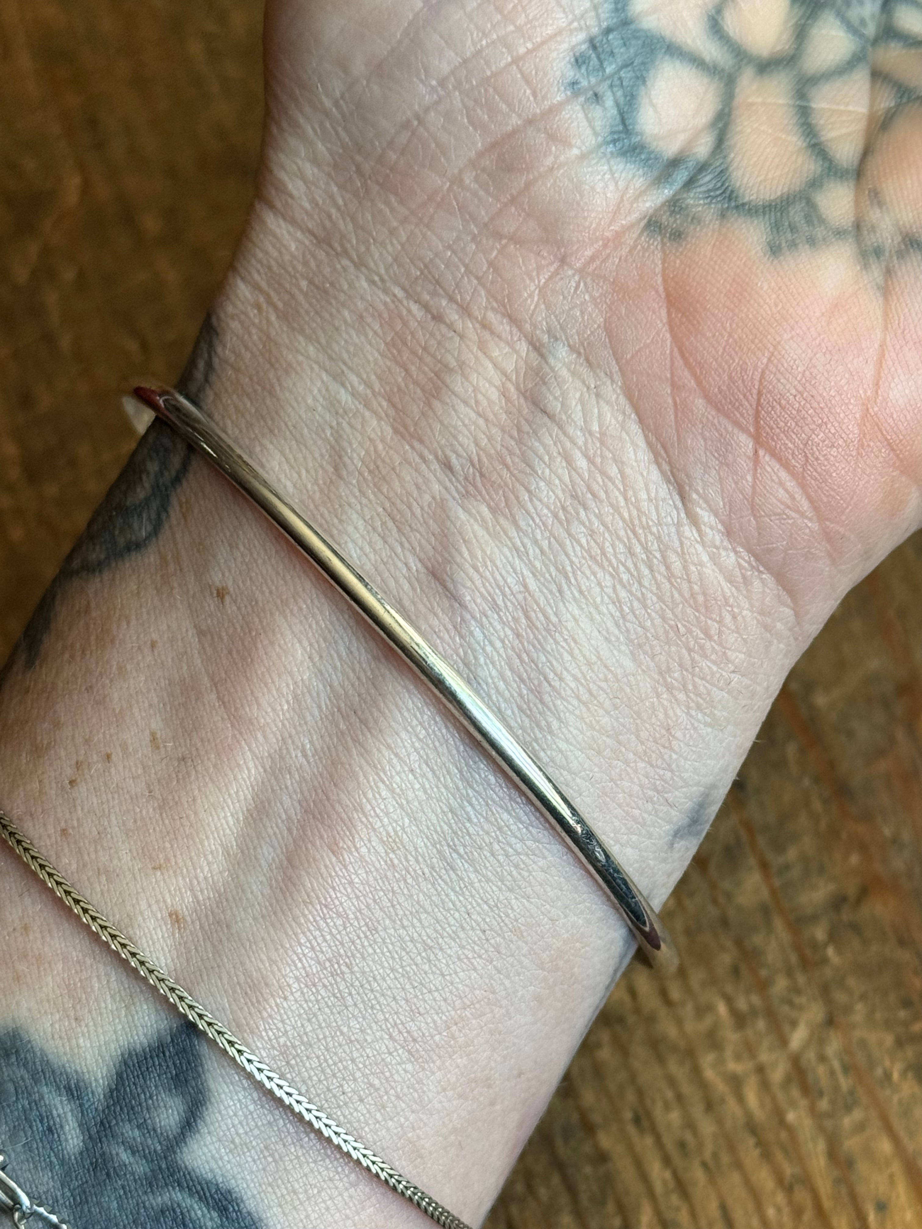 Vintage Sterling Silver Half Round Bangle