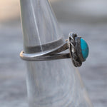 Vintage Sterling Turquoise Roper Ring 5