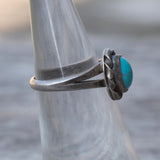 Vintage Sterling Turquoise Roper Ring 5