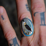 Vintage Sterling Inlaid Desert Bird Ring 8.75