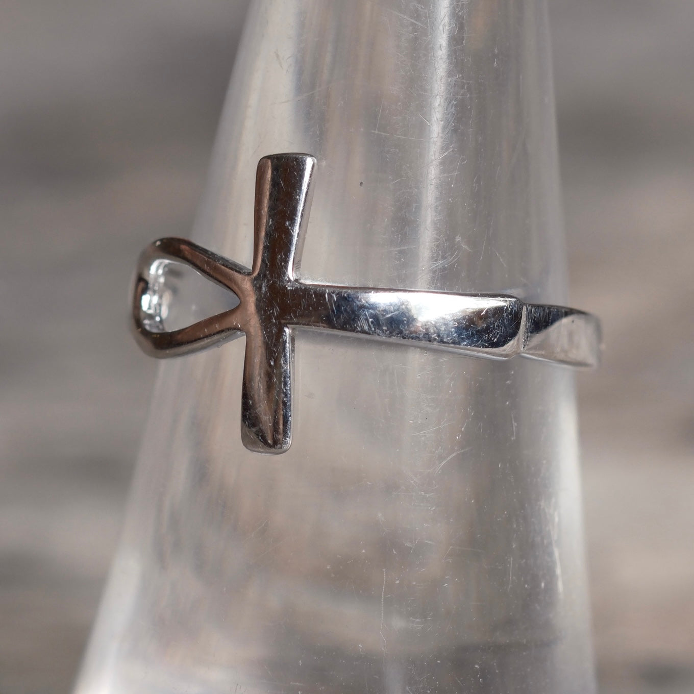 Vintage Sterling Silver Ankh Ring 6.75