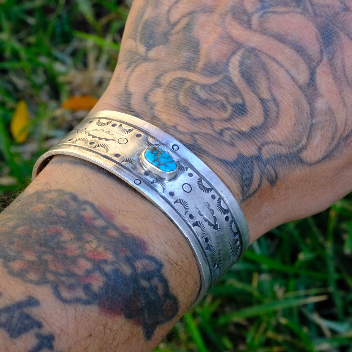 Sterling Pilot Mountain Stamped Cuff Bracelet