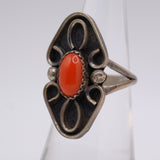 Vintage Sterling Coral Ring 5.5