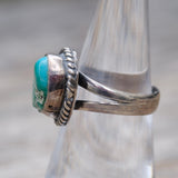 Vintage Sterling Turquoise Roper Ring 6