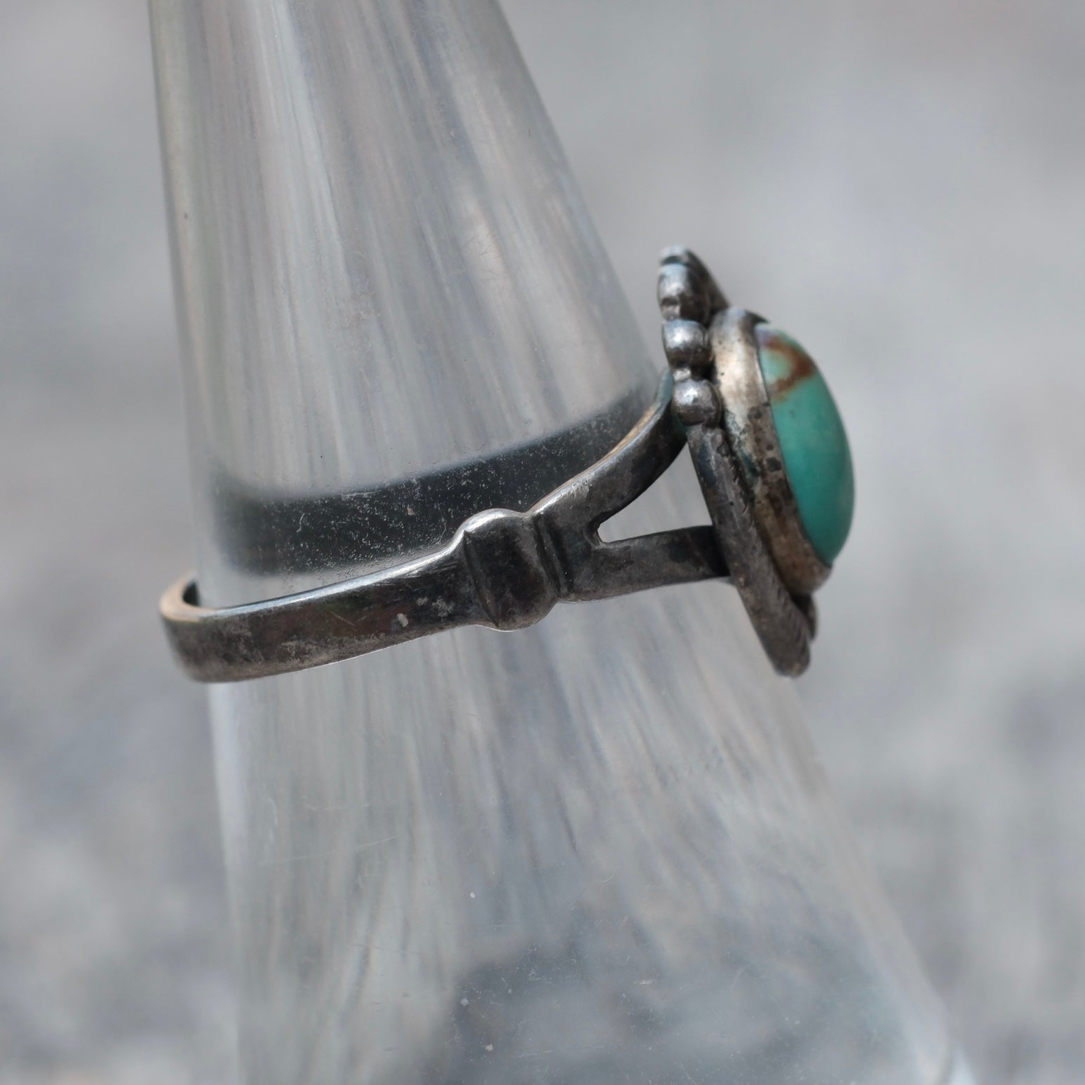 Vintage Sterling Turquoise Ring 6.75