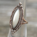 Vintage Sterling Mother Of Pearl Ring 4.25