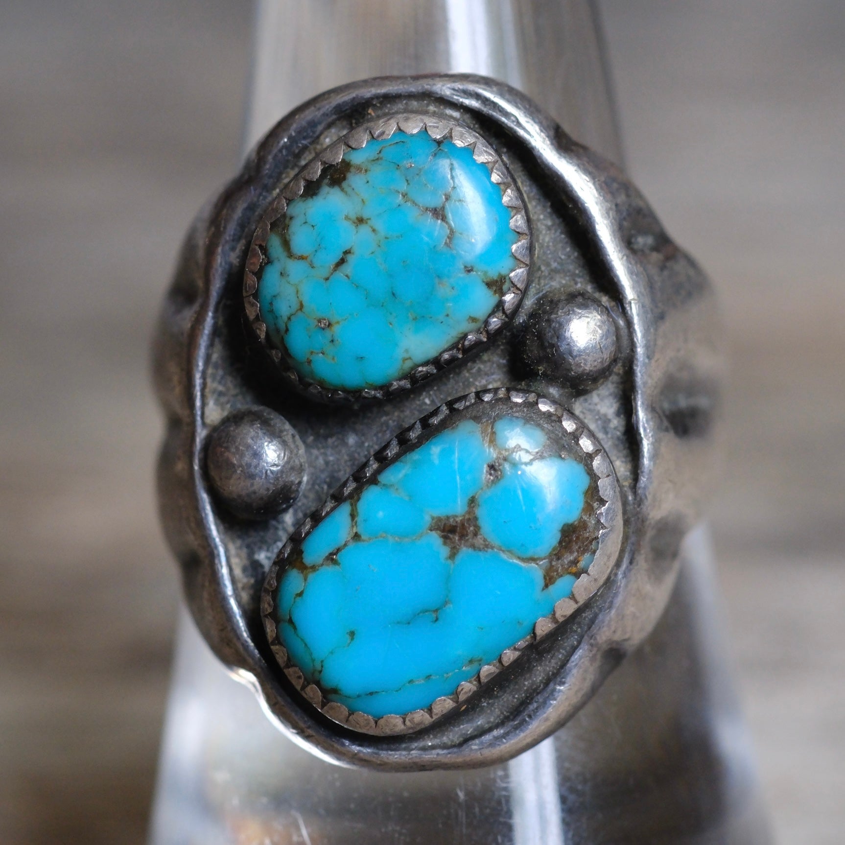 Vintage Sterling 2-Stone Turquoise Ring 9