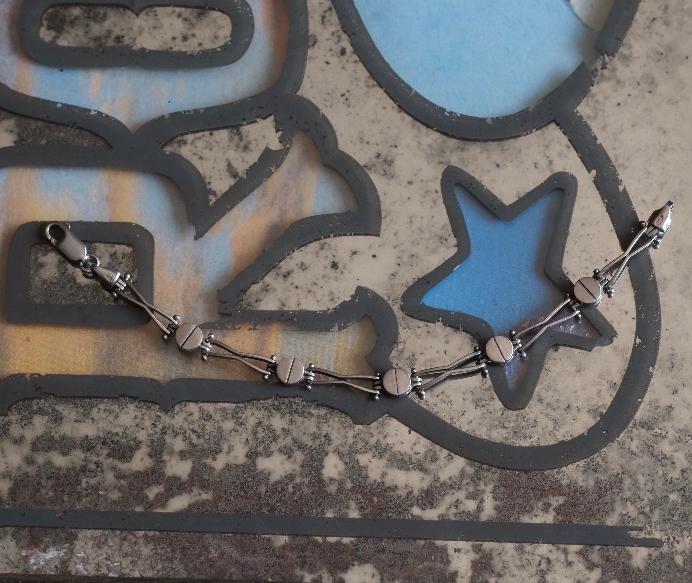 Vintage Sterling Silver Hinge Bracelet 7"