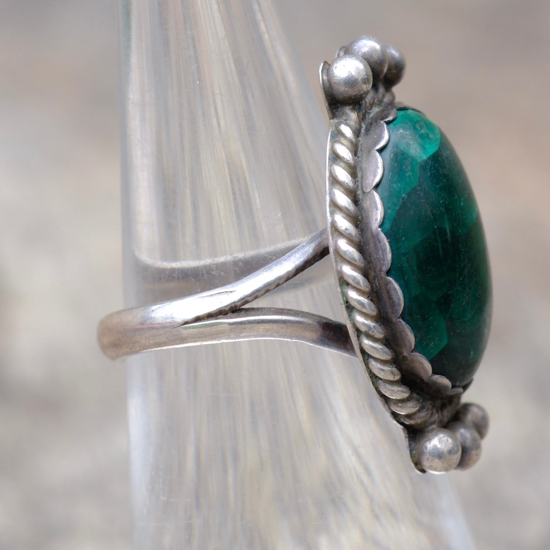 Vintage Sterling Chrysocolla Roper Ring 5.5