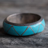 Vintage Sterling Turquoise Inlay Band 5.5