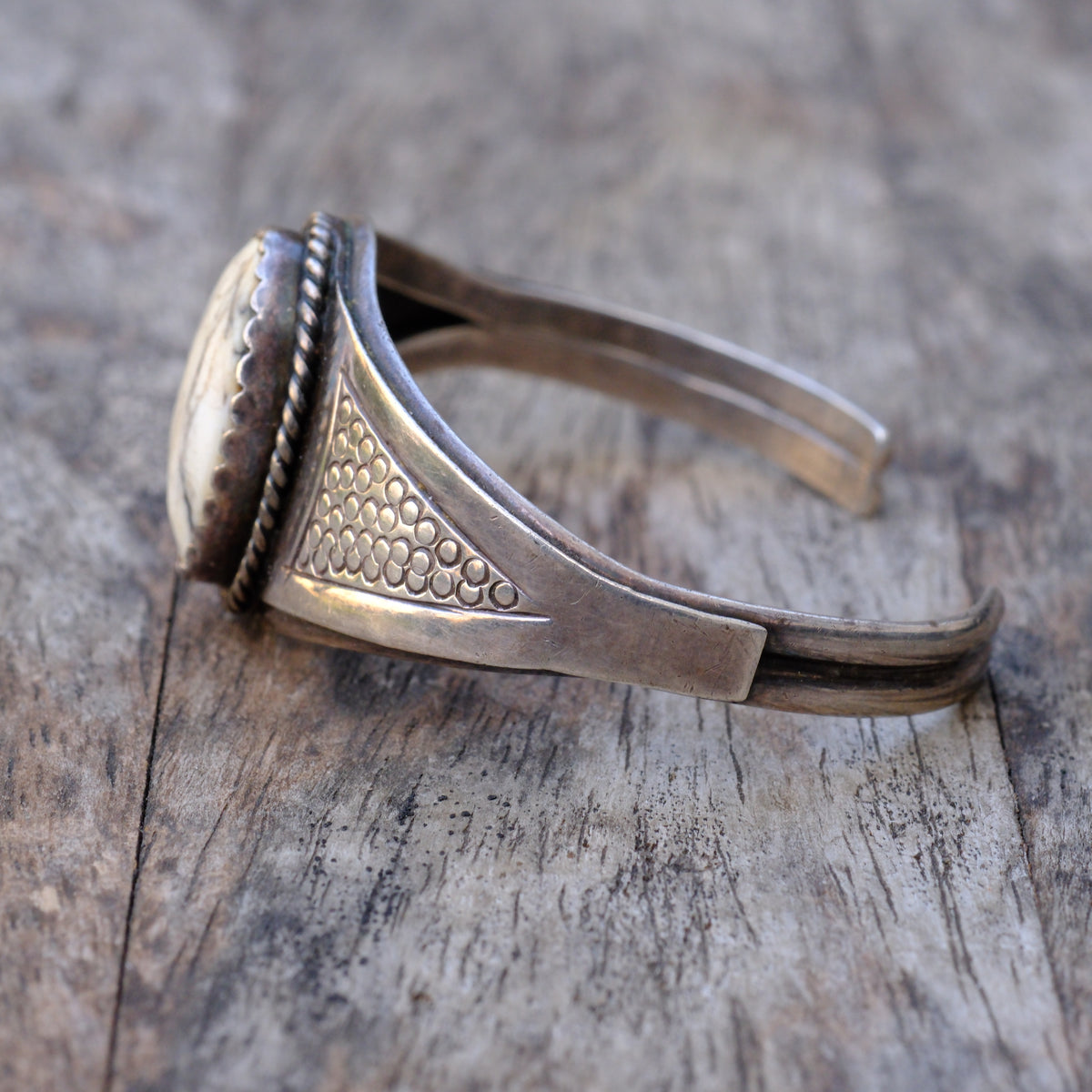 Vintage Sterling White Buffalo Cuff Bracelet