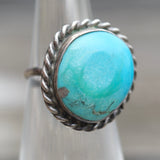 Vintage Sterling Turquoise Roper Ring 4