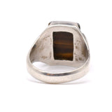 Vintage Sterling Tigers Eye Deco Signet Ring 10.75