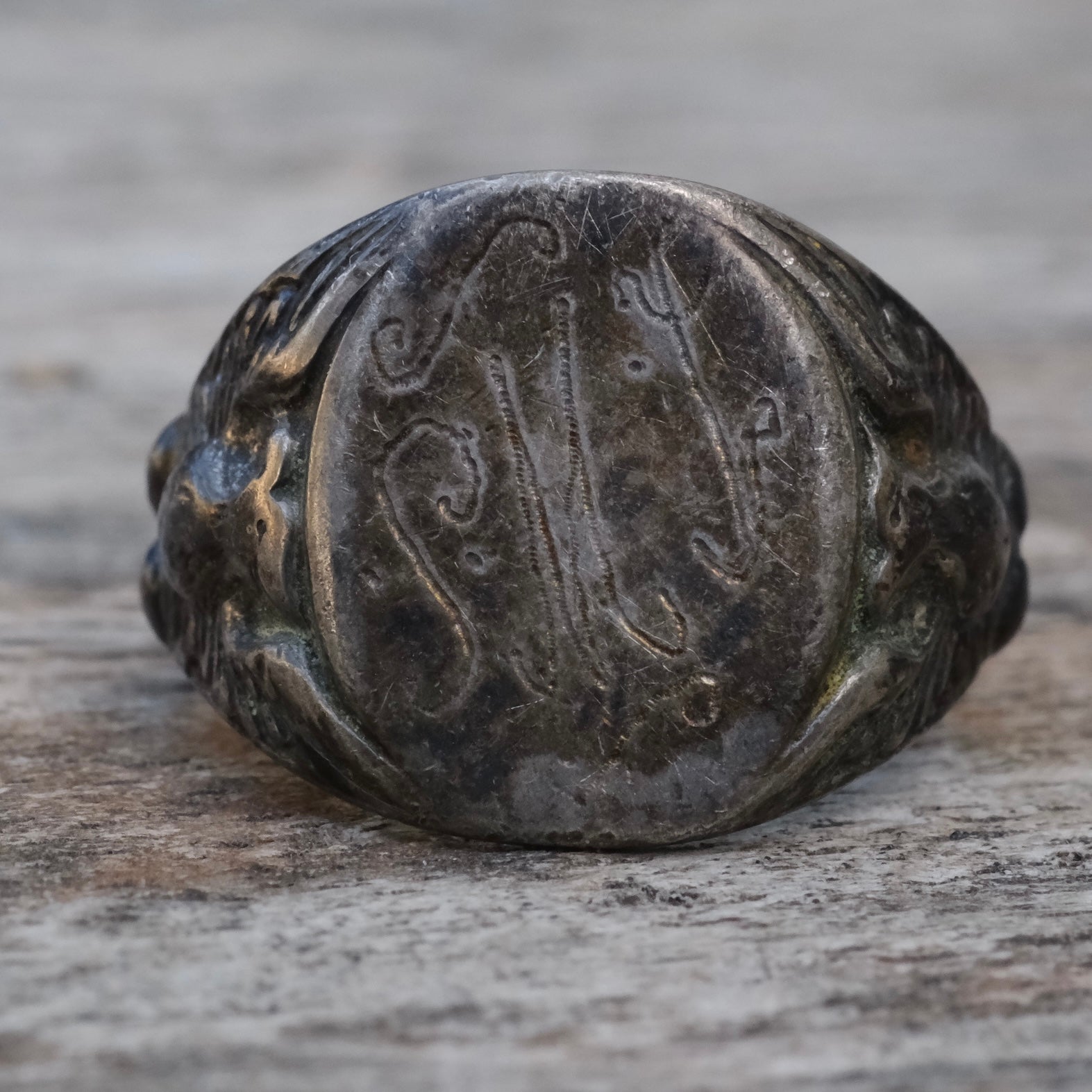 Vintage Sterling SMJ Initial Military ID Ring 9