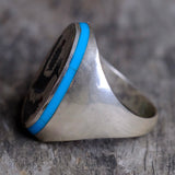 Vintage Sterling Inlaid Road Runner Ring 11.75