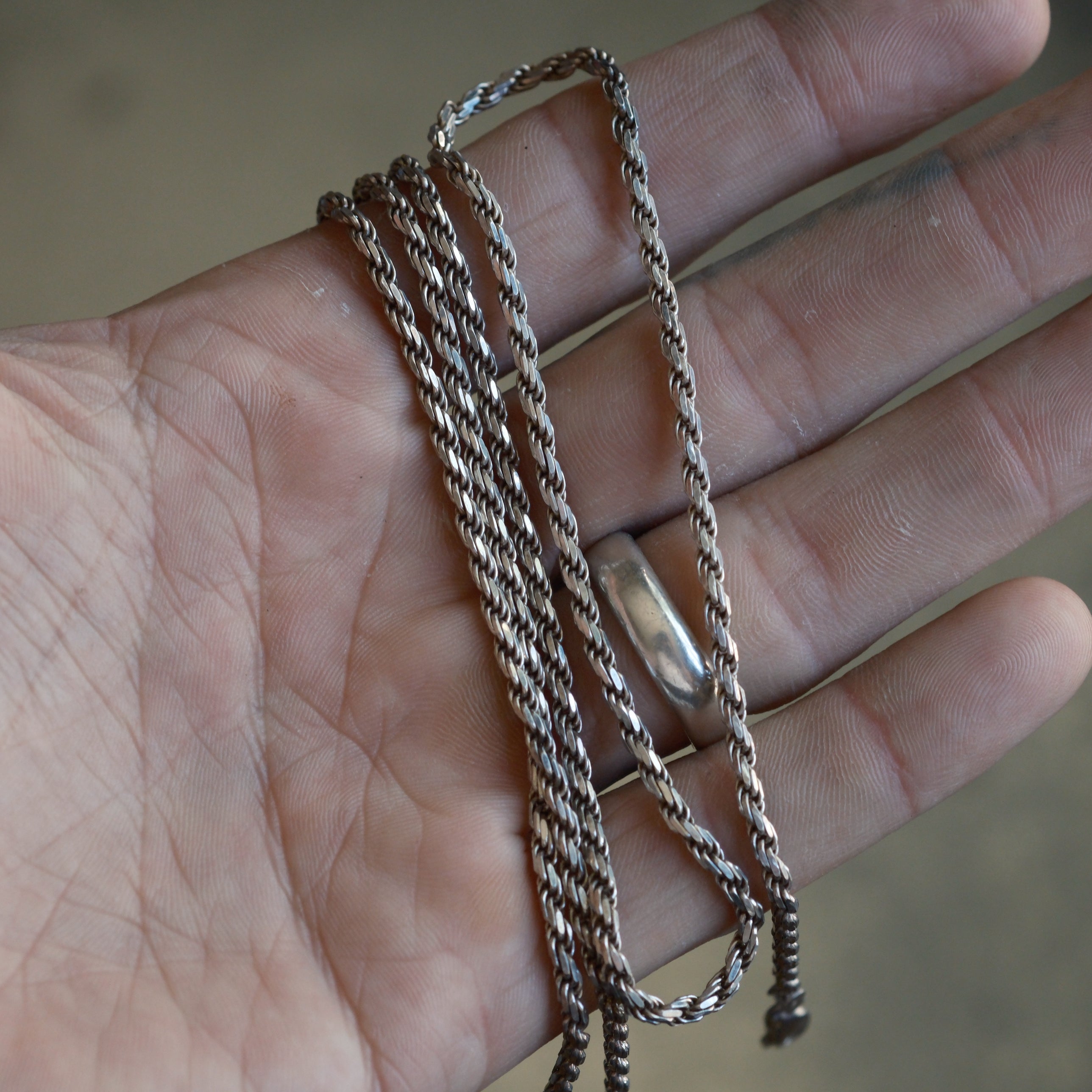 Vintage Sterling Silver Roper Chain Necklace 30"