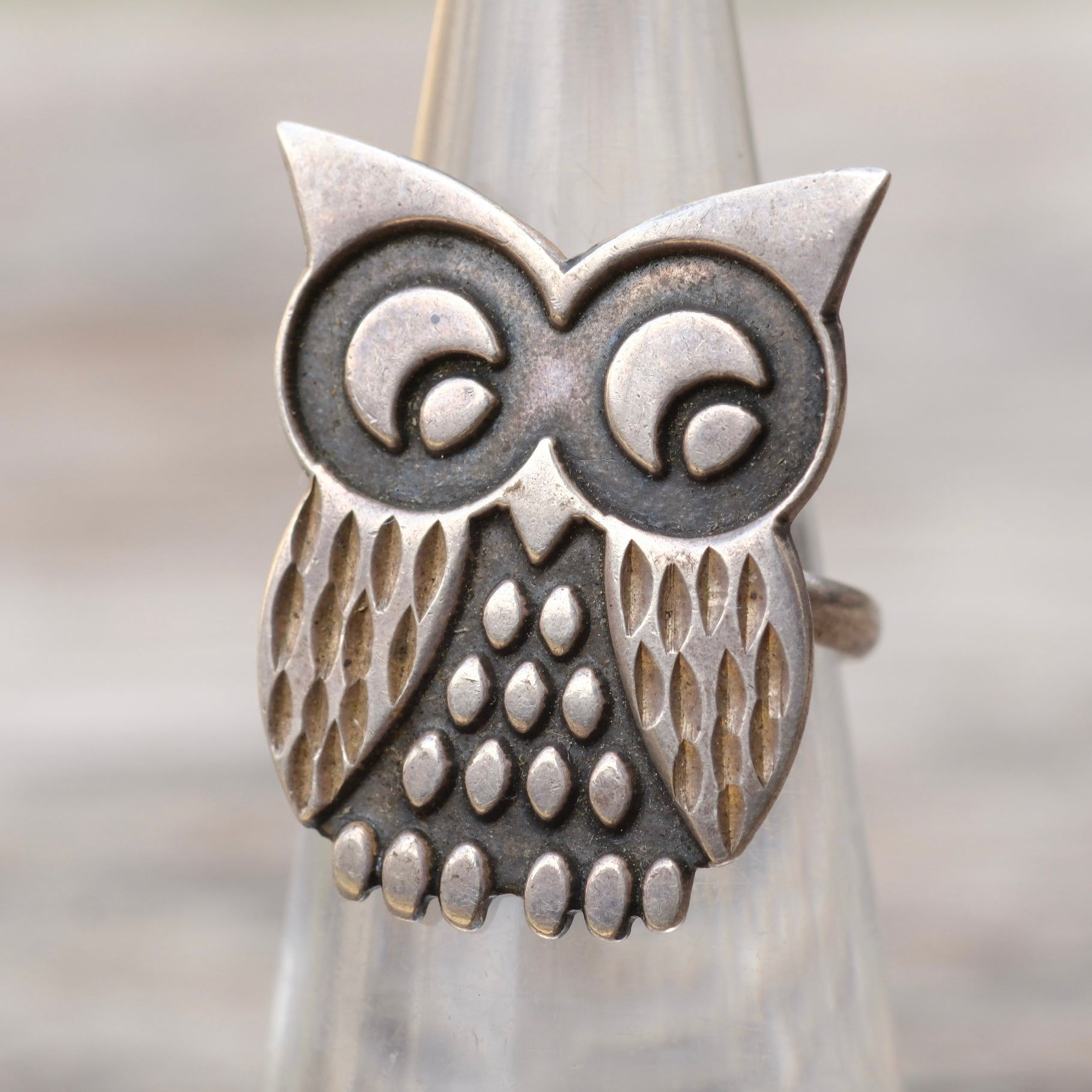Vintage Sterling Silver Owl Ring 5