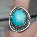 Vintage Sterling Turquoise Roper Ring 4