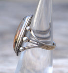 Vintage Sterling Petrified Wood Ring 5.25