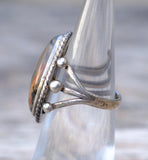 Vintage Sterling Petrified Wood Ring 5.25