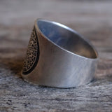 Vintage Sterling Aztec Calendar Cigar Band Ring 9.25