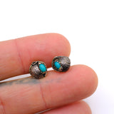 Vintage Sterling Turquoise Feather Stud Earrings