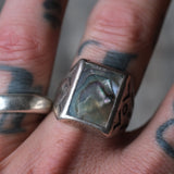 Vintage Sterling Abalone Stamped Band Ring 10