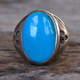 Vintage Sterling Easter Blue Turquoise Thunderbird Ring 9.5