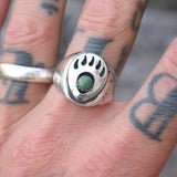 Vintage Sterling Turquoise Bear Paw Ring 10.75