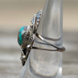 Vintage Sterling Turquoise Feather Ring 7