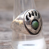 Vintage Sterling Turquoise Bear Paw Ring 10.75