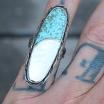 Vintage Sterling Turquoise and MOP Inlay Ring 5.5