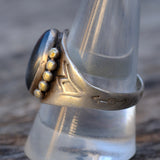 Vintage Sterling Hematite Stamped Cigar Band Ring 10