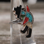Vintage Sterling Inlay Dancer Ring 6.5