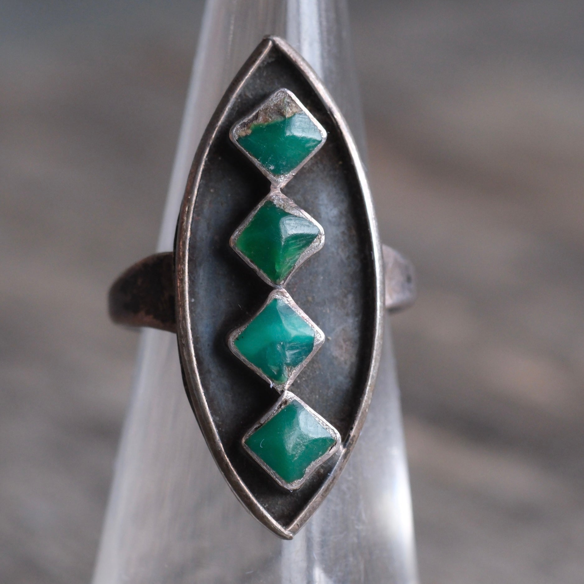 Vintage Sterling 4-Stone Turquoise Ring 5