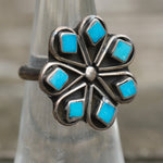 Vintage Sterling Turquoise Cluster Ring 5