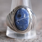 Vintage Sterling Lapis Signet Ring 13