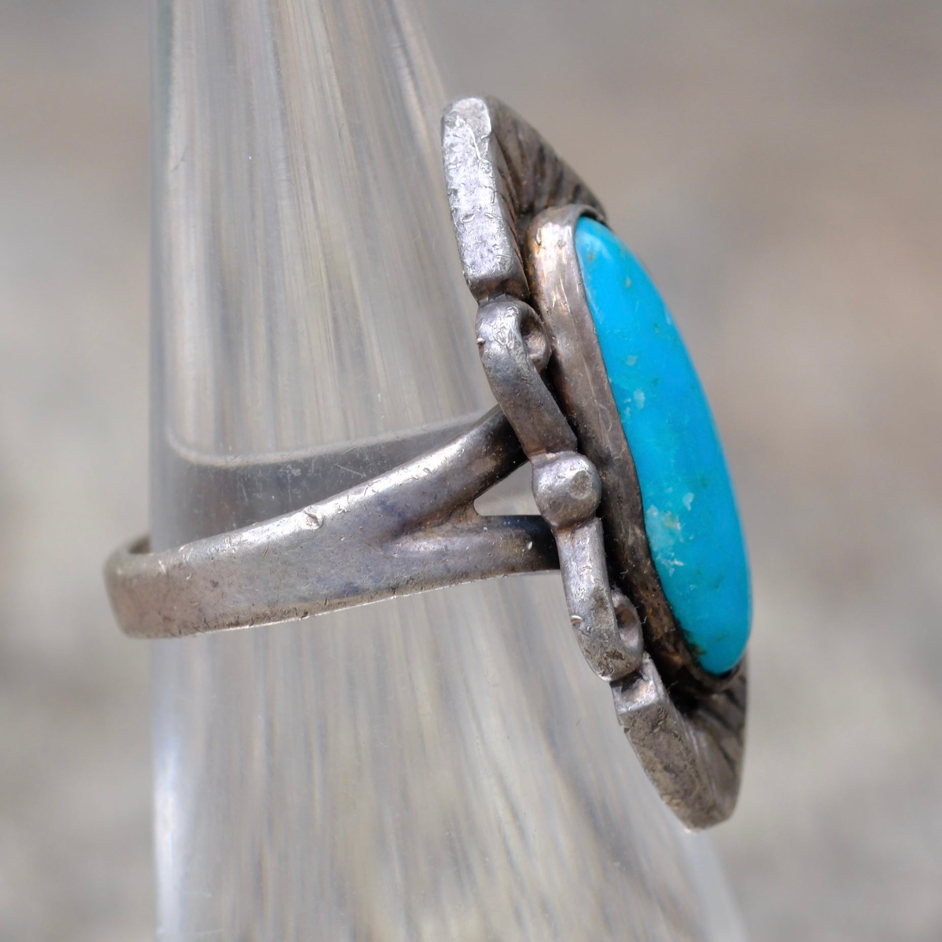 Vintage Sterling Turquoise Ring 4.75