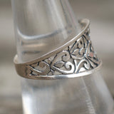Vintage Sterling Floral Ring 7.75