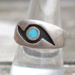 Vintage Sterling Turquoise Inlay Band 9.5