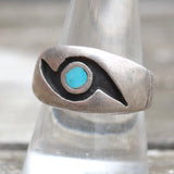 Vintage Sterling Turquoise Inlay Band 9.5