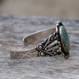 Vintage Sterling Turquoise Stamped Cuff Bracelet