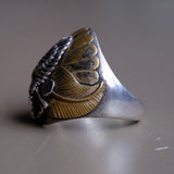 Vintage Sterling and Copper Eagle Ring 9.5